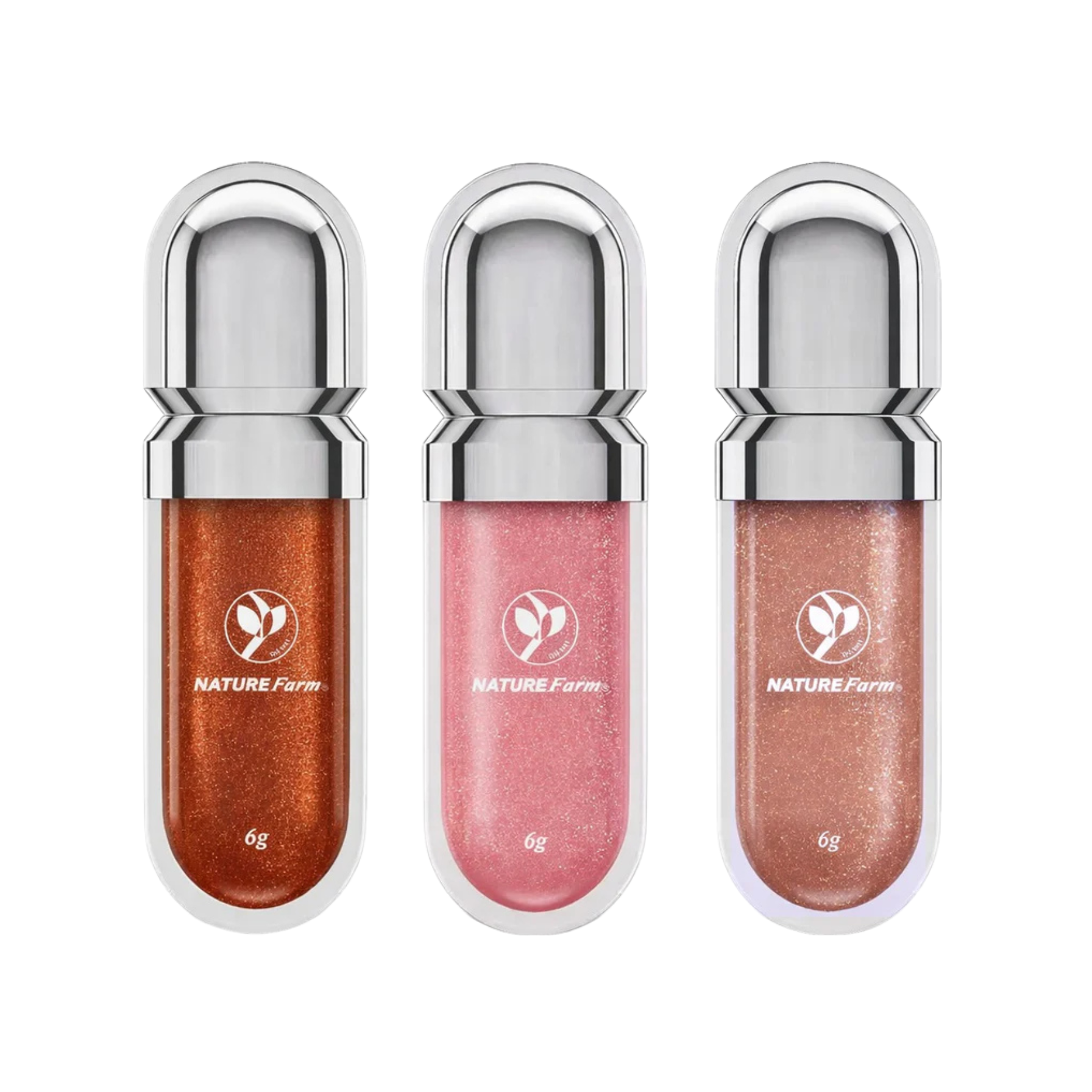Trio Lip Gloss Naturefarm (Nude Rosado + Rosa Queimado + Marsala)